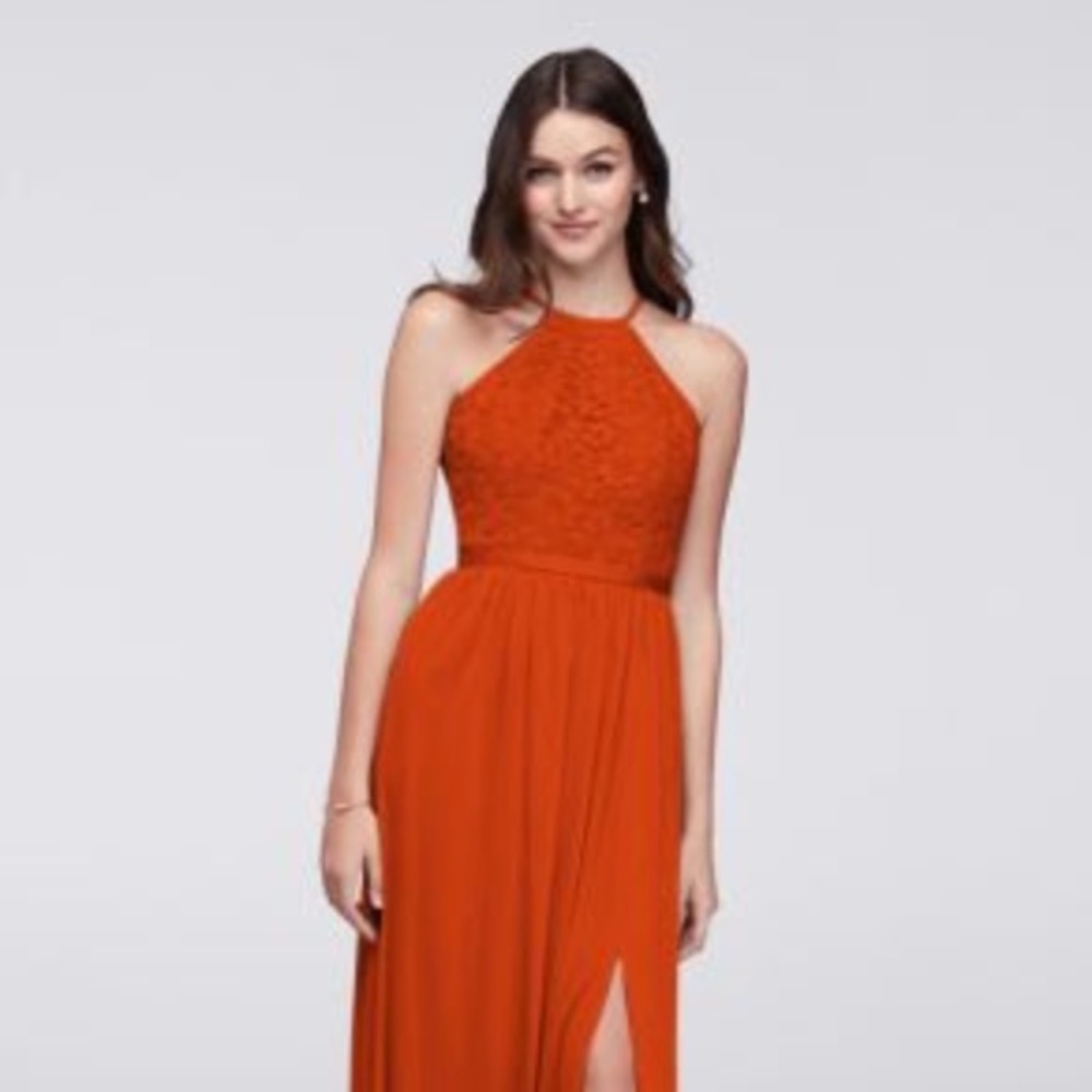 Open-Back Lace and Mesh Bridesmaid Dress